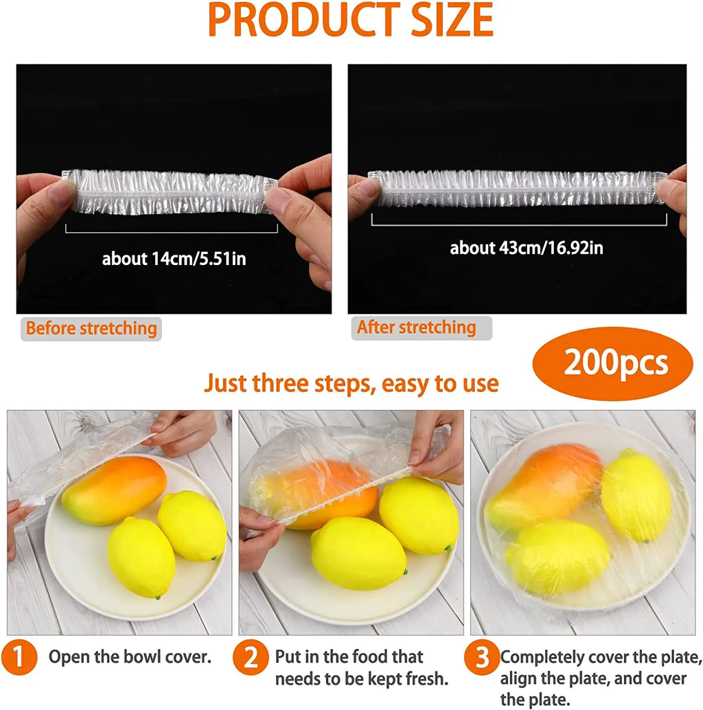Disposable PE Bowl Covers – Food Grade Cling Film (100/300 Pack)