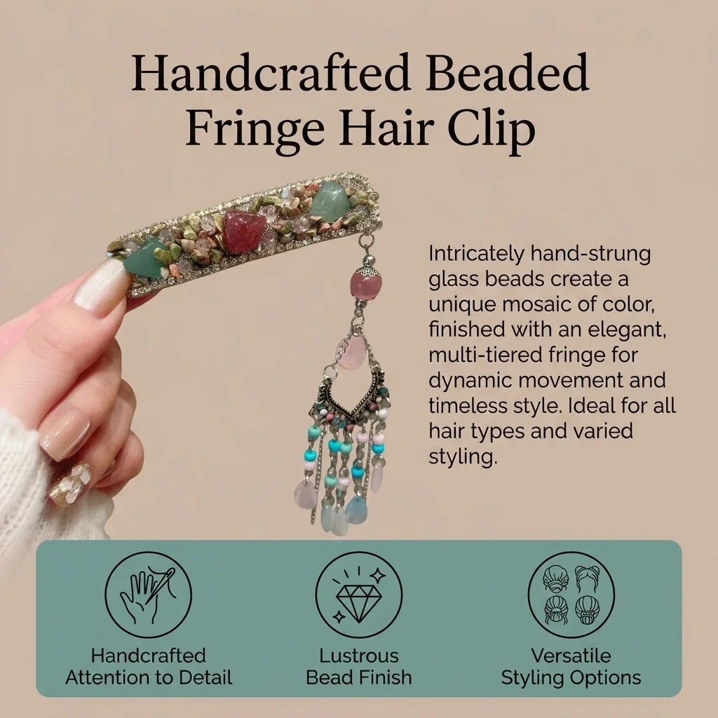 Chinese Beaded Fringe Hair Clip | Wedding & Daily Barrette