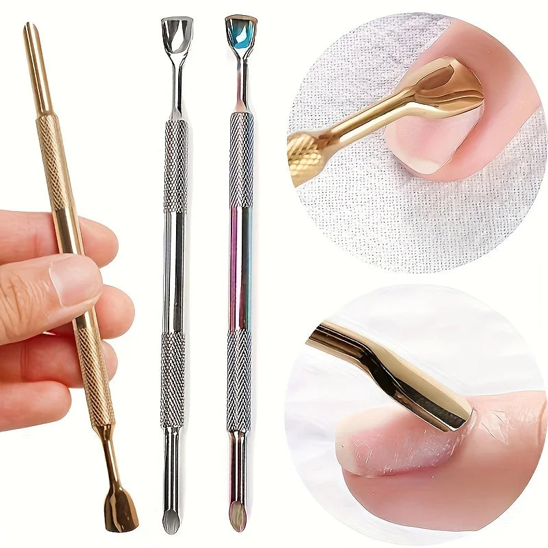 Russian-Style Double-Ended Stainless Steel Cuticle Pusher | 3 Colors
