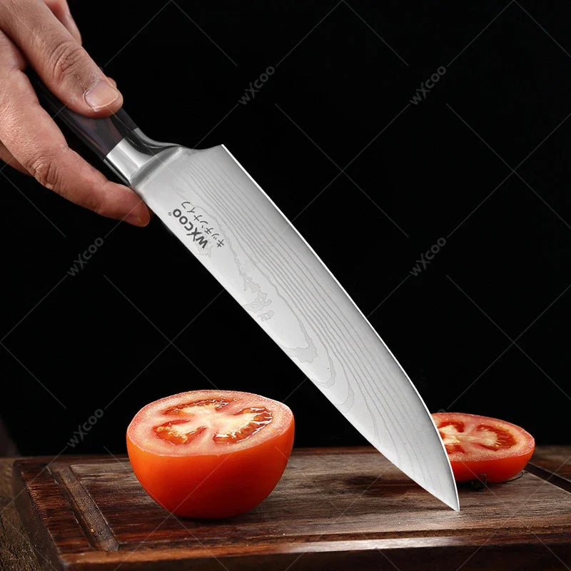 Japanese Santoku Chef's Knife Set – Laser-Textured Stainless Steel