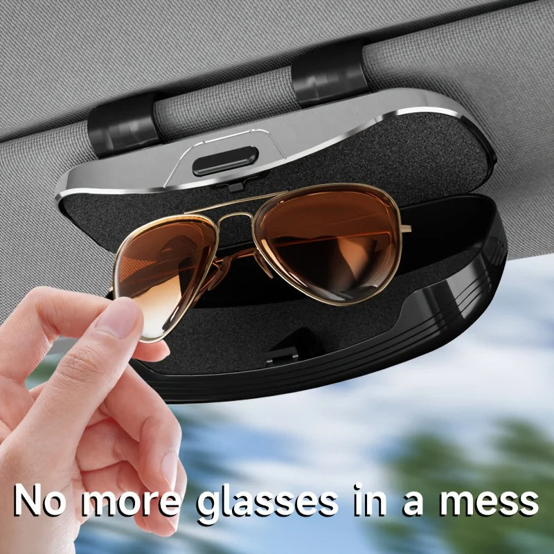One-Touch Car Sun Visor Glasses Holder & Storage Case
