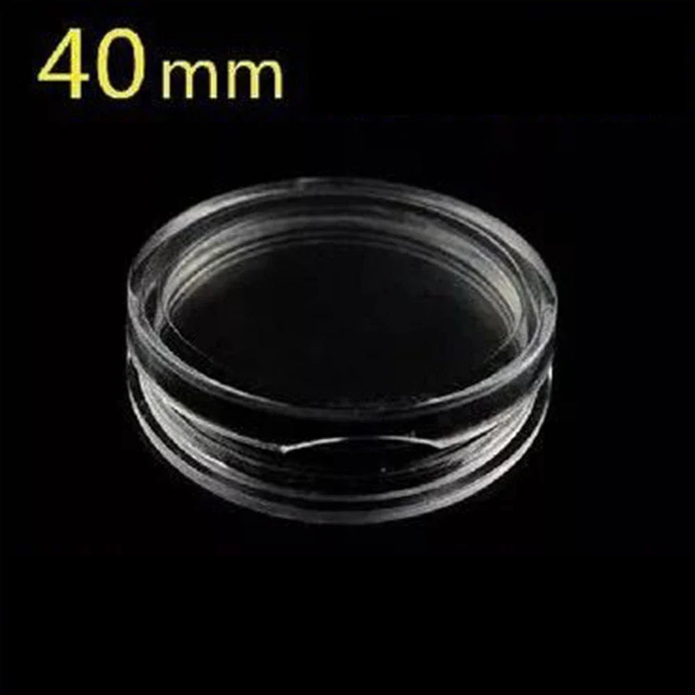 100-Pack Clear Coin Capsules 40mm | Collector Storage Cases
