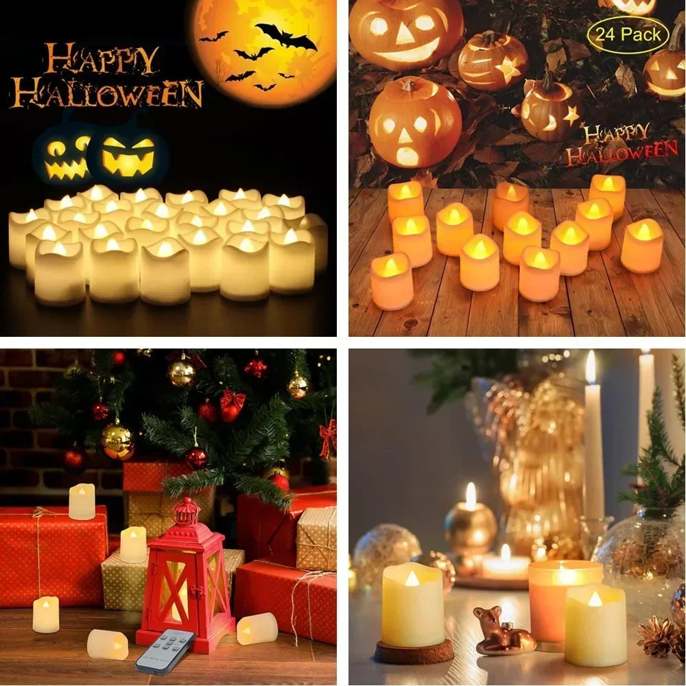 24 Flameless LED Candle Battery Operated Realistic Wishing Tea Lights