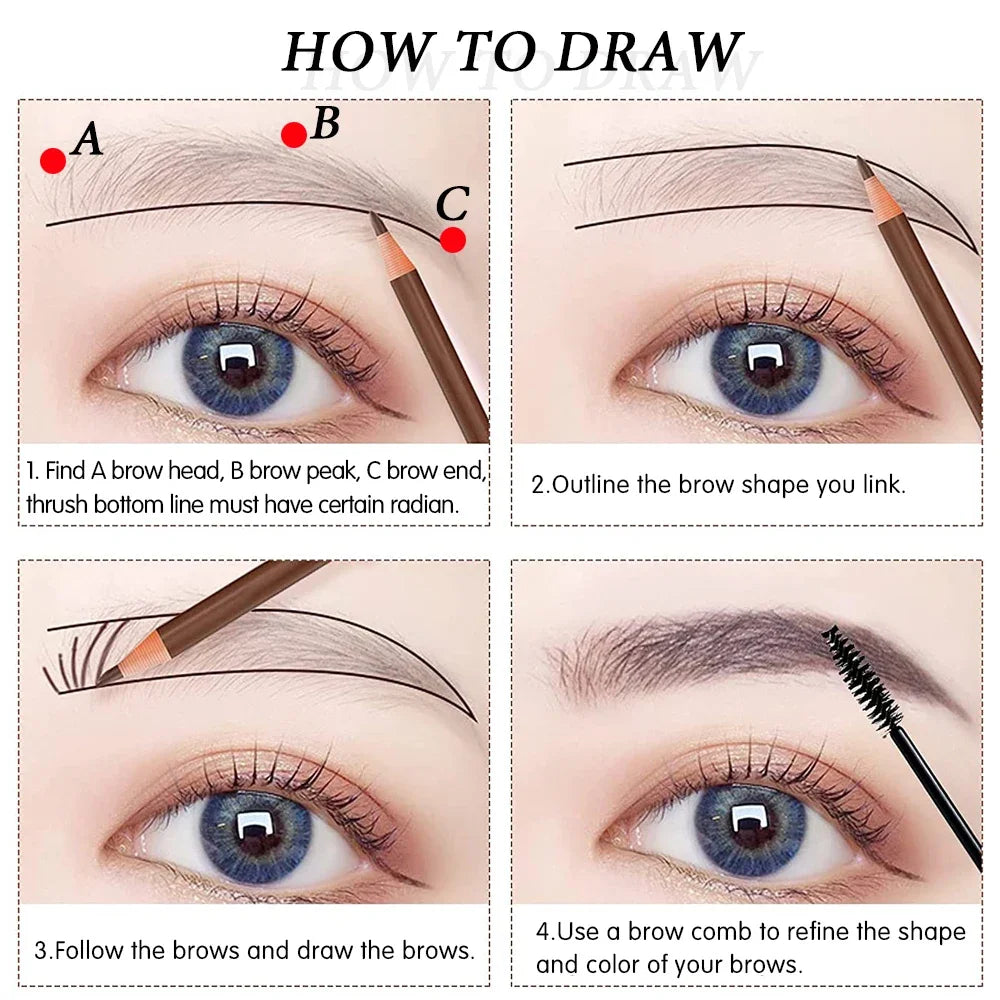 5-Piece Microblading Eyebrow Pencil Set – Waterproof Brow Pen
