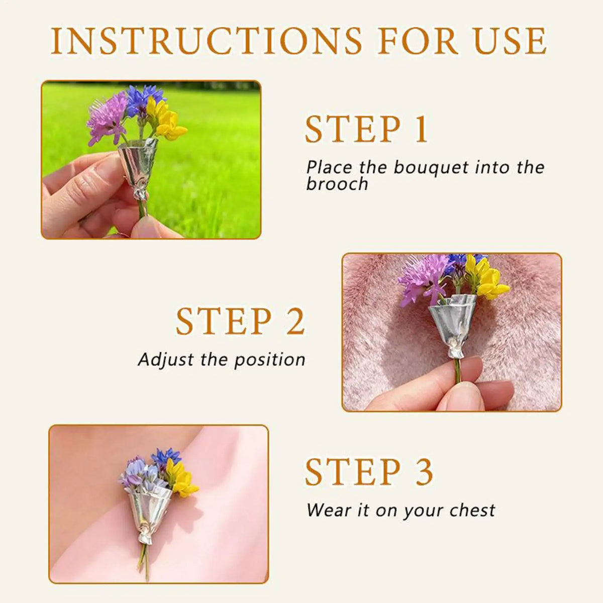 Flower Brooch Lapel Pin – Wearable Bouquet Clip for Women