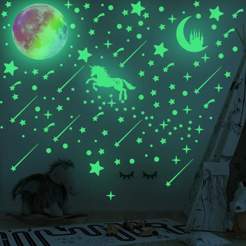 Glow in the Dark Unicorn Wall Sticker | 20cm Kids Room Decal