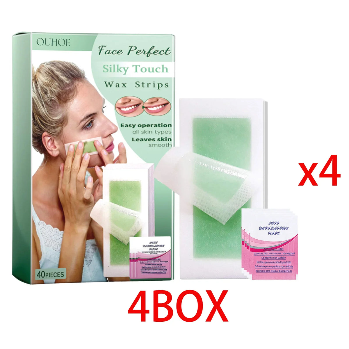 Facial Wax Strips 40pc – Lip, Chin & Eyebrow Hair Removal