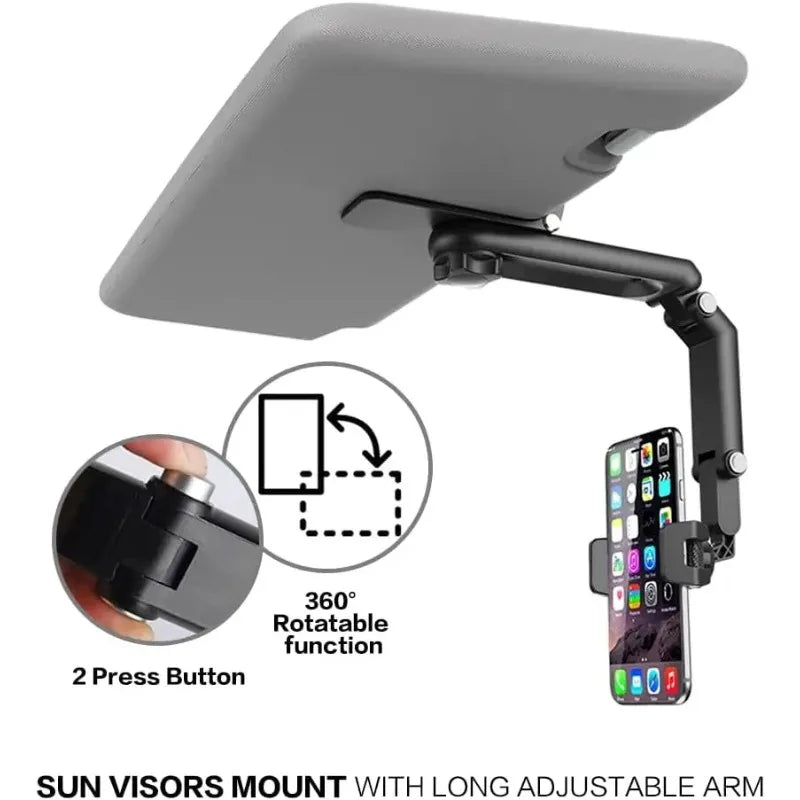 360° Sun Visor Car Phone Holder – Universal iPhone & Android