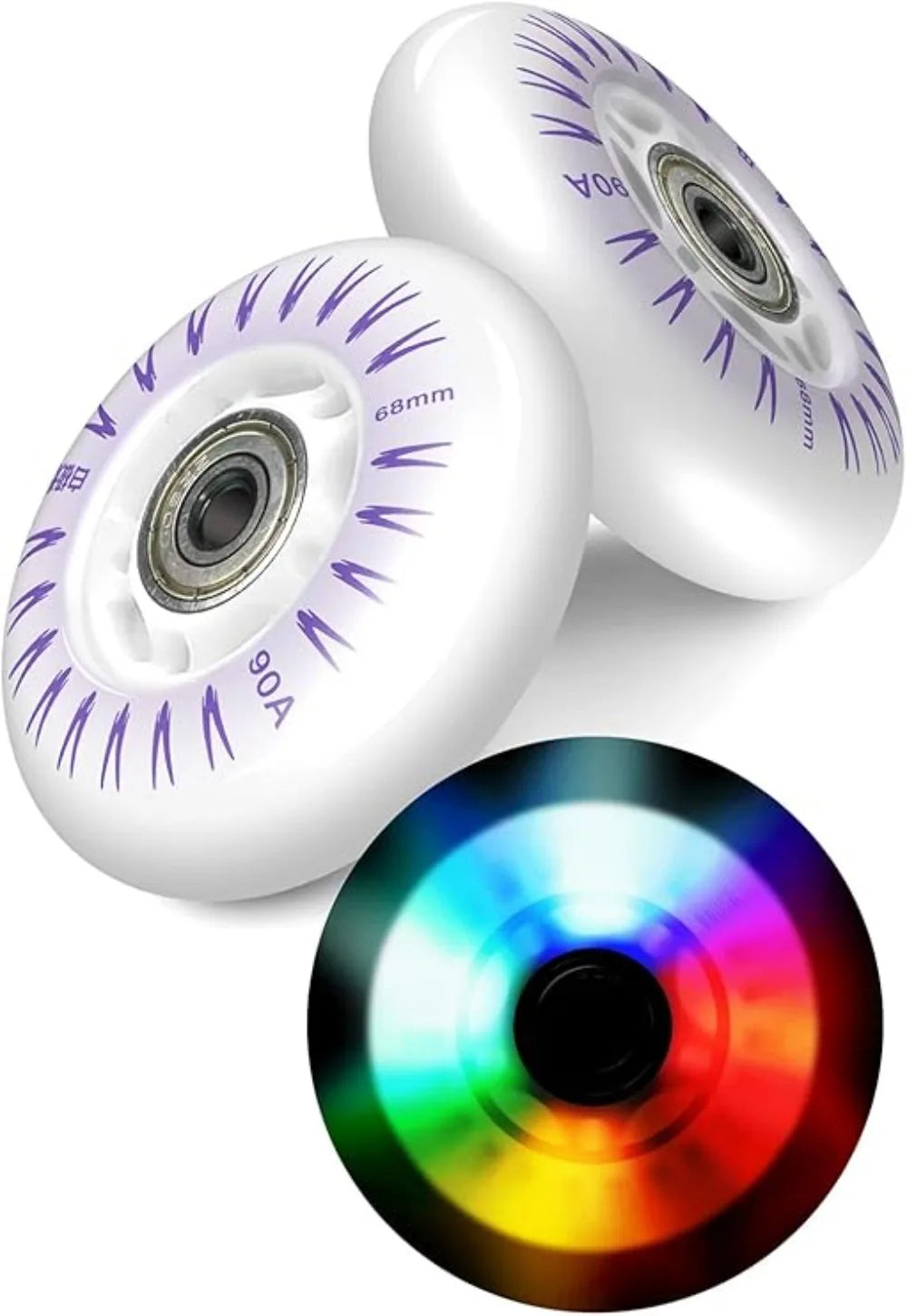 4PCS LED Flash Inline Skate Wheels 90A | 68–80mm Multi-Color