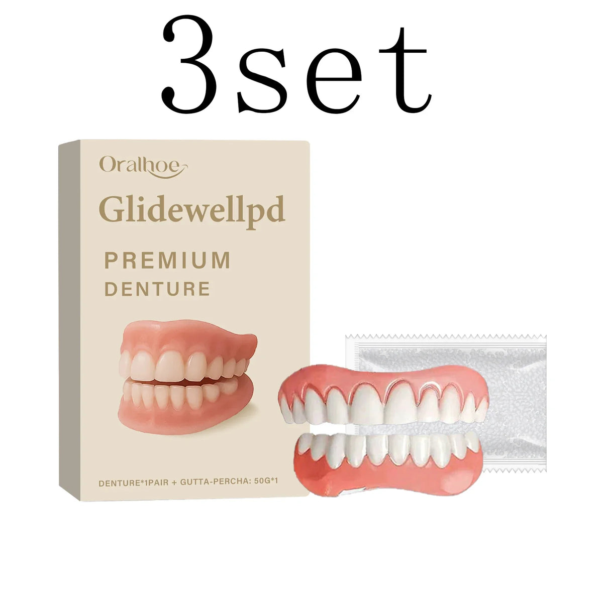 Soft Silicone Full Dentures Set – Upper & Lower Over Gums