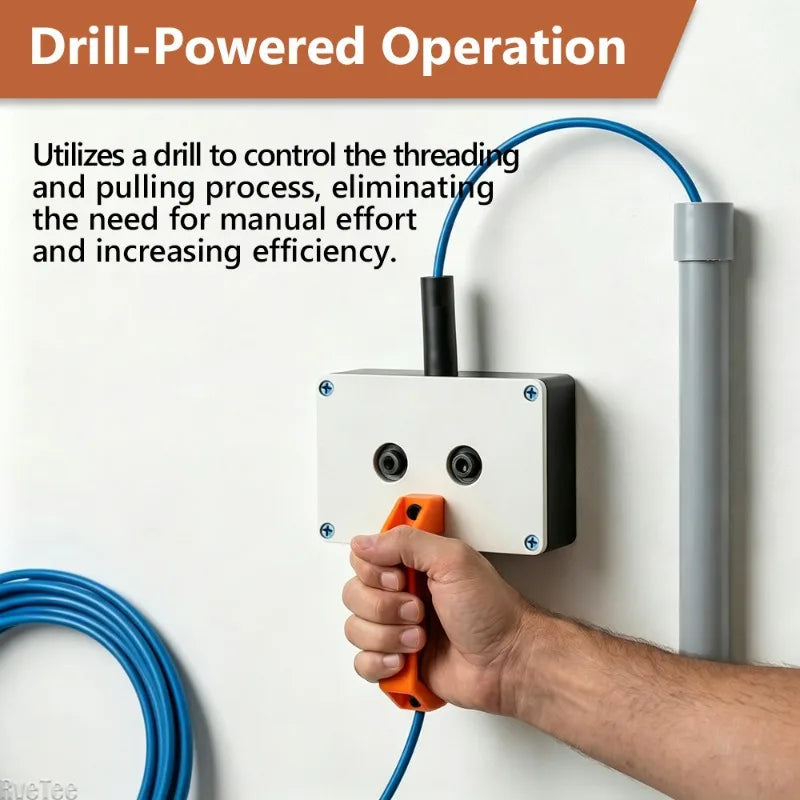 Heavy-Duty Drill-Powered Wire Puller for Electricians