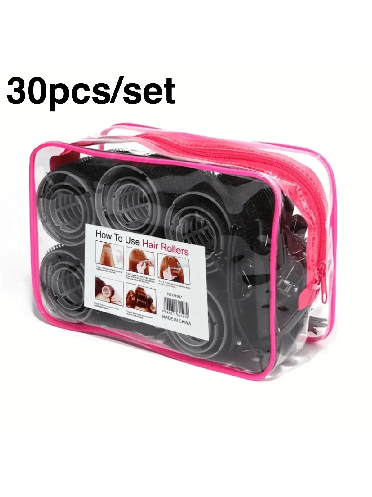 30-Piece Heatless Hair Curling Rollers Set – DIY Styling