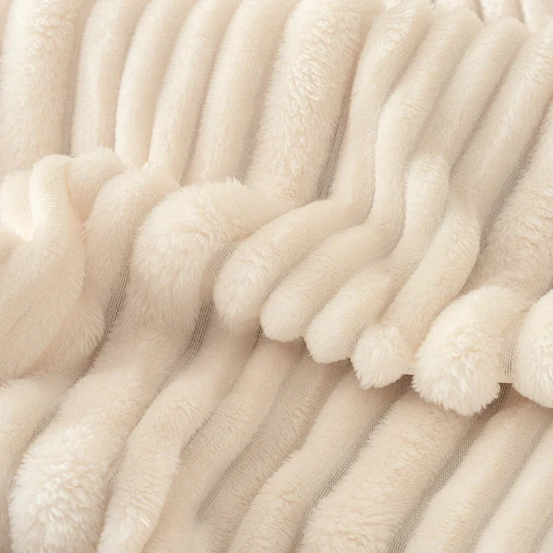 Ribbed Flannel Fleece Throw Blanket – Super Soft All Season