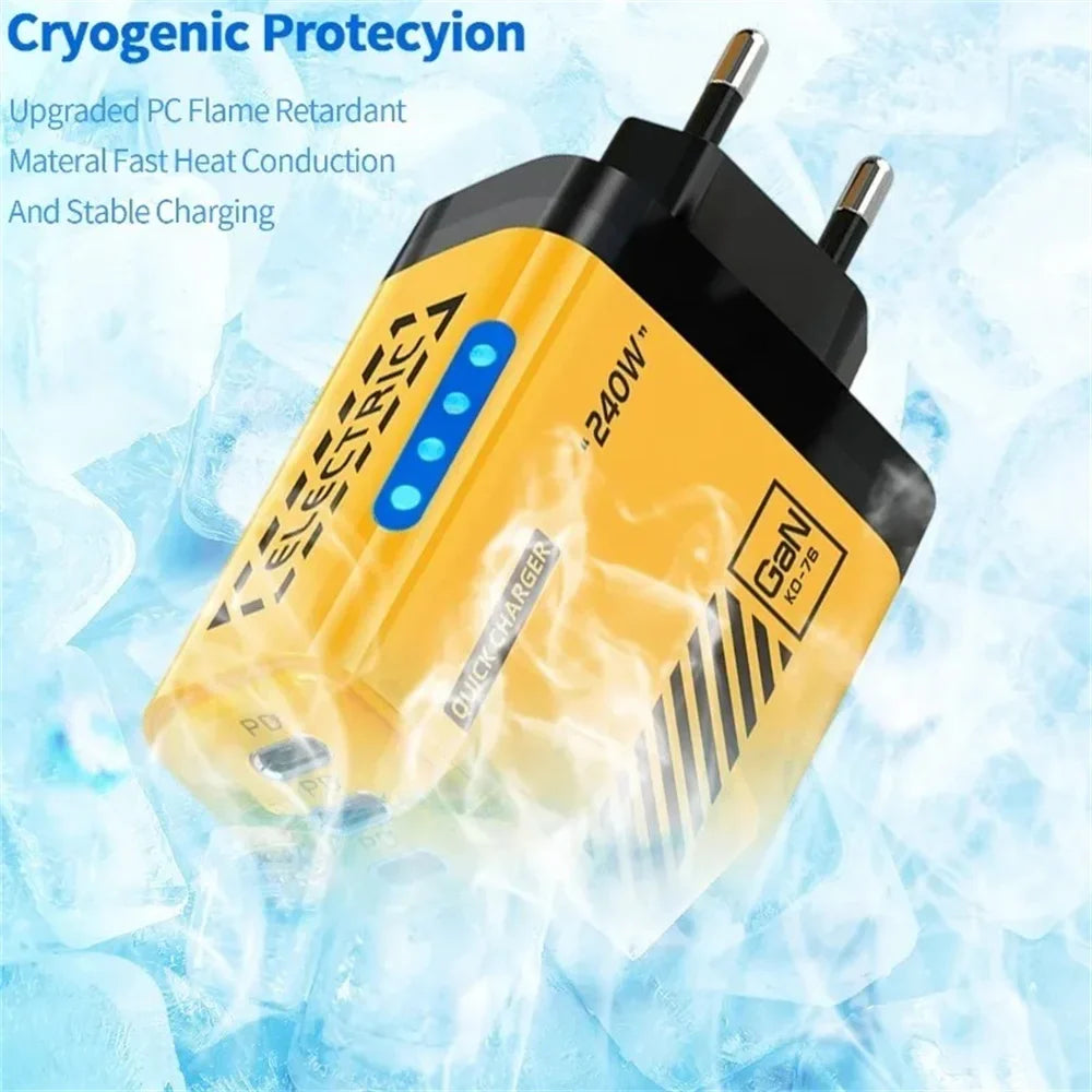 5-in-1 240W GaN USB-C Desktop Charger | 3PD+2USB Fast Charge