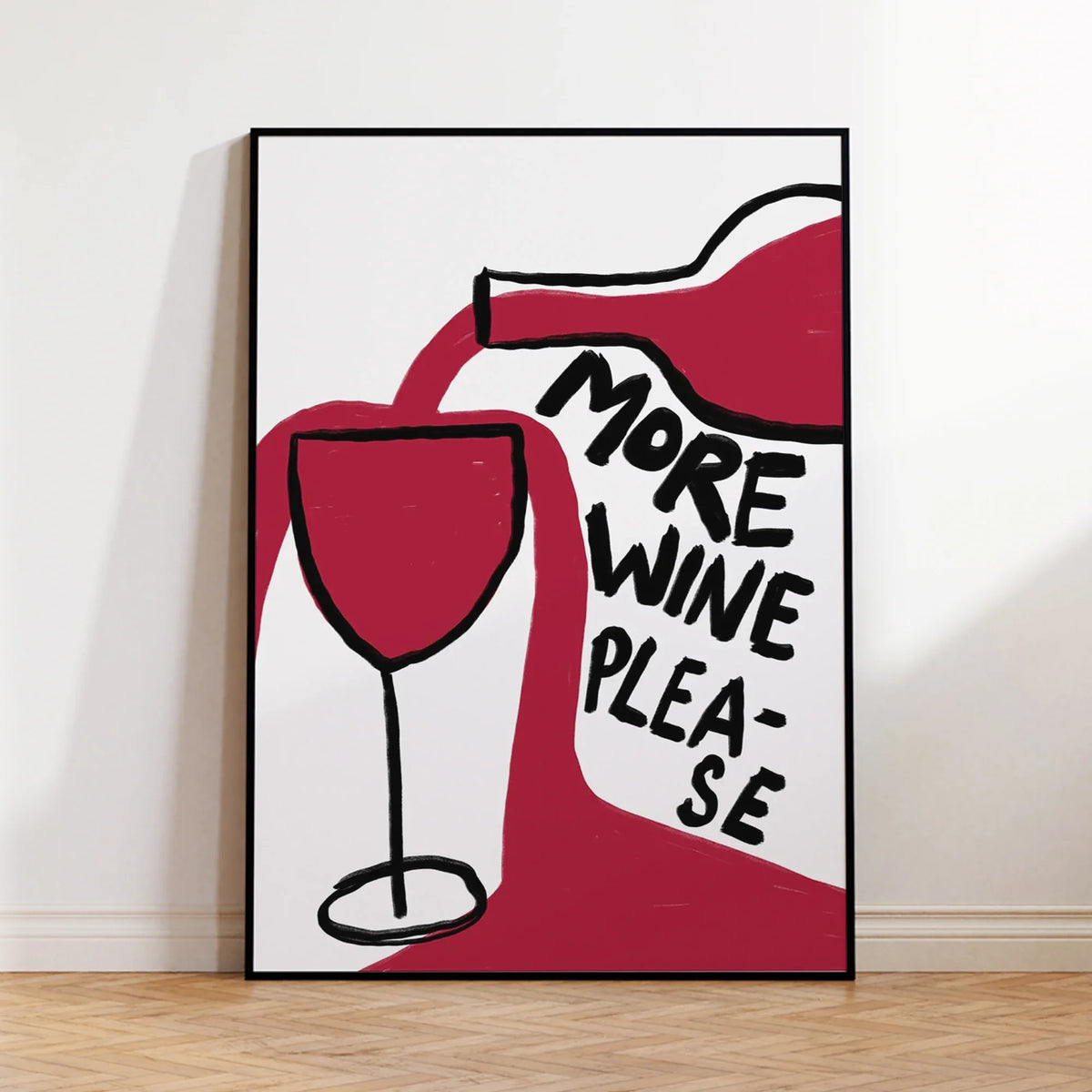 "More Wine Please" Minimalist Quote Canvas Wall Art Print