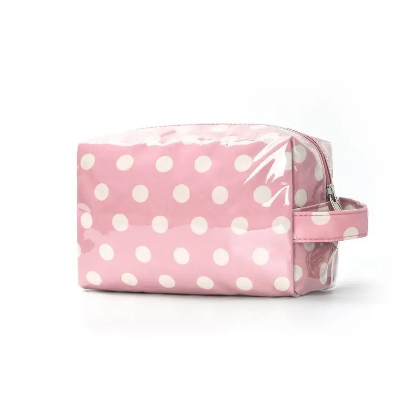 Polka Dot PVC Cosmetic Bag – Waterproof Travel Toiletry Organizer