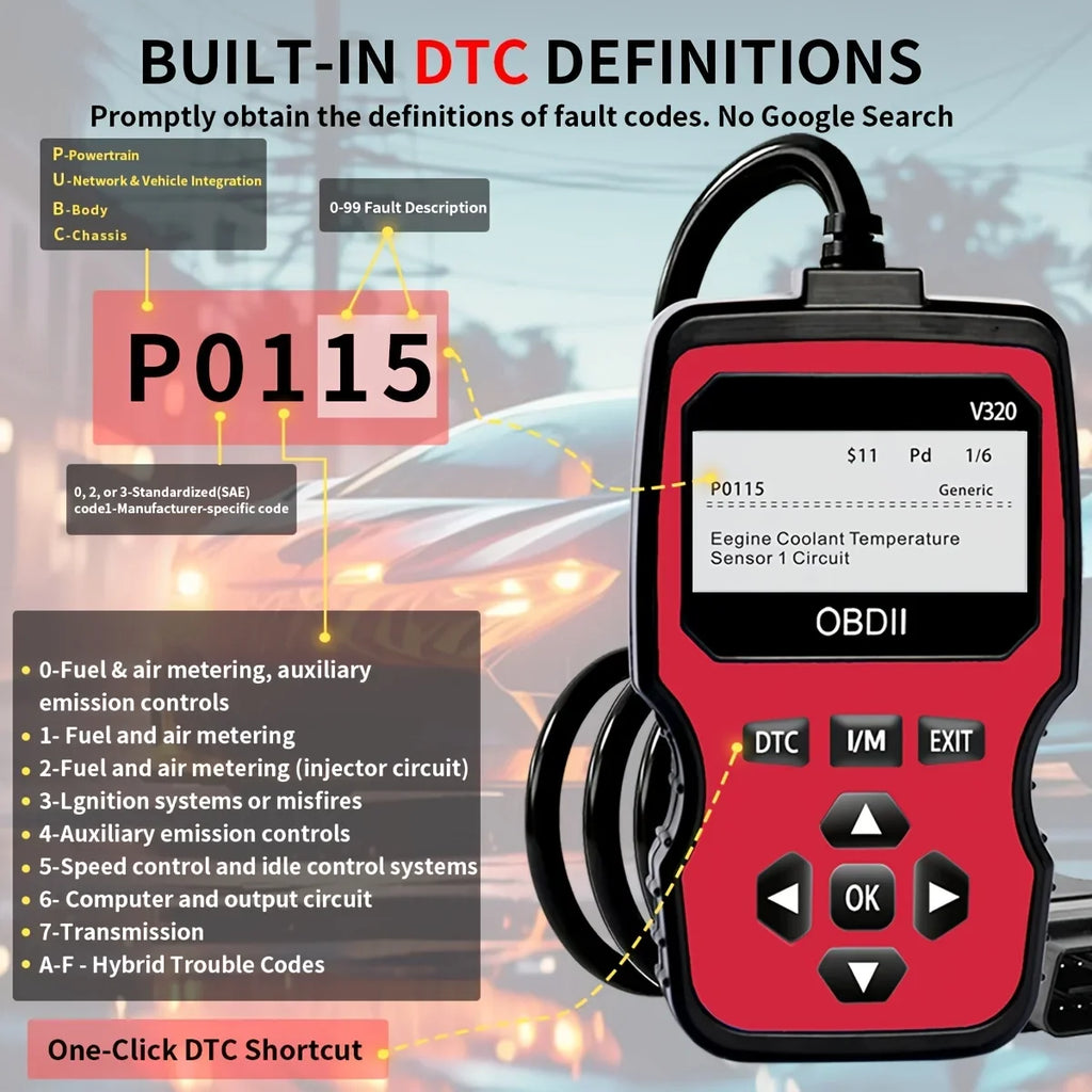 OBD2 Scanner – Handheld Car Diagnostic Tool, Code Reader & Battery Test