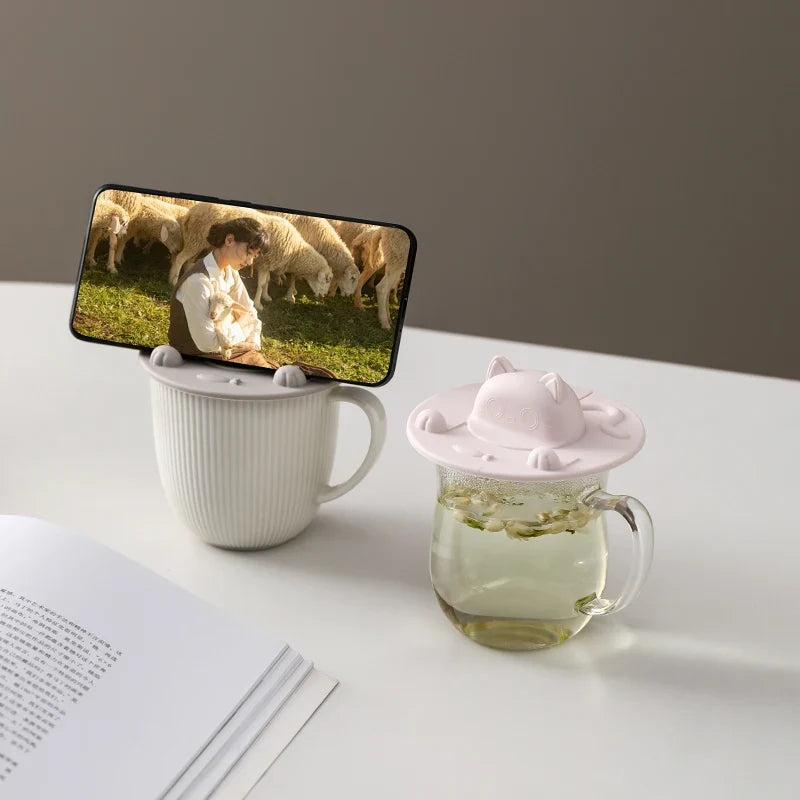 3D Cat Head Silicone Cup Lid – Dustproof & Leak-Proof