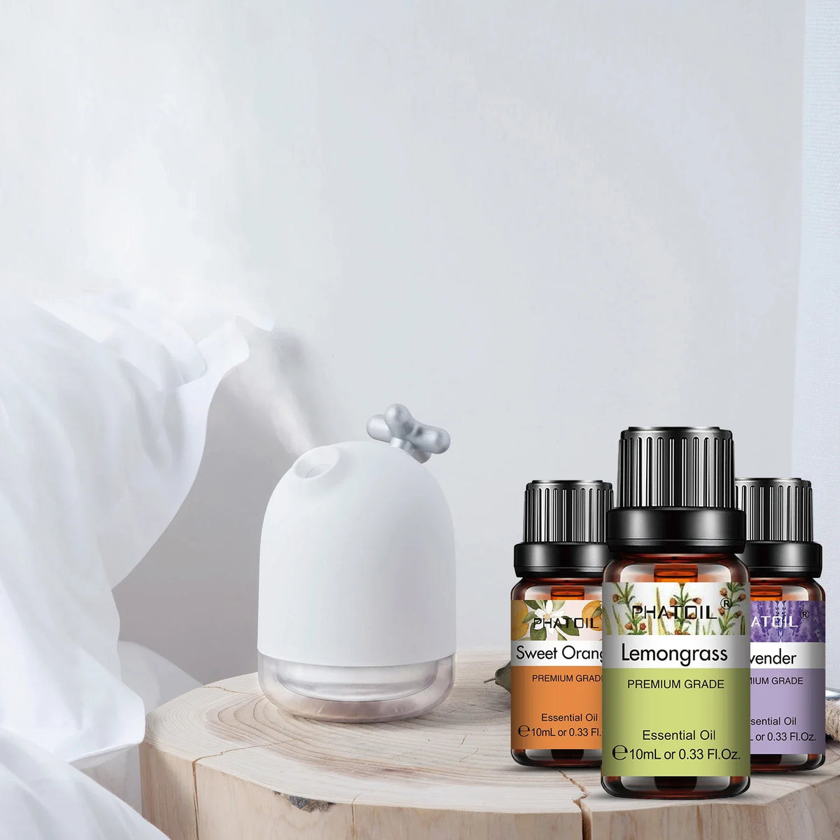 PHATOIL 6-Pack Pure Essential Oils Gift Set – 10ml Diffuser