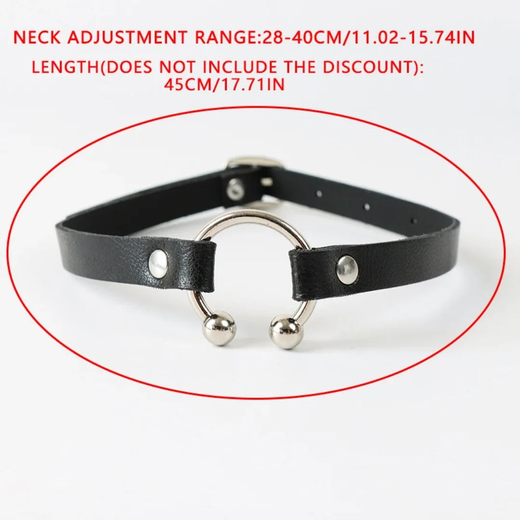 Vintage Y2K Necklace Belt Women Fashion Punk Pu Leather Choker Collar