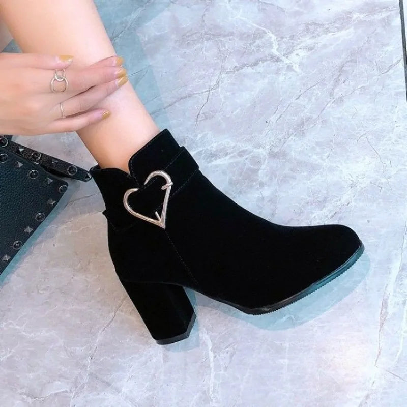 Women's Elegant Ankle Boots – Block Heel Side Zip