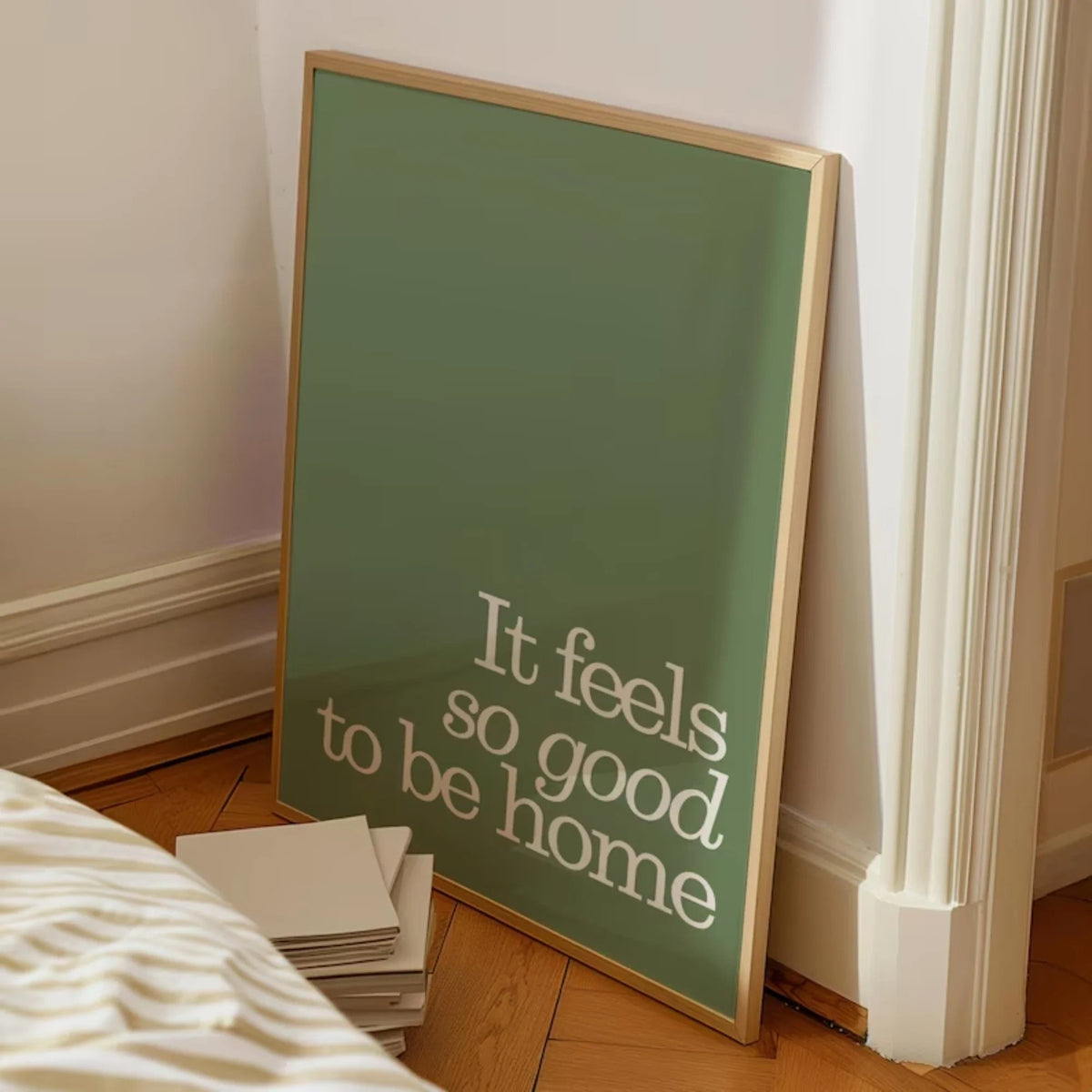 "It Feels So Good To Be Home" Sage Green Canvas Wall Art