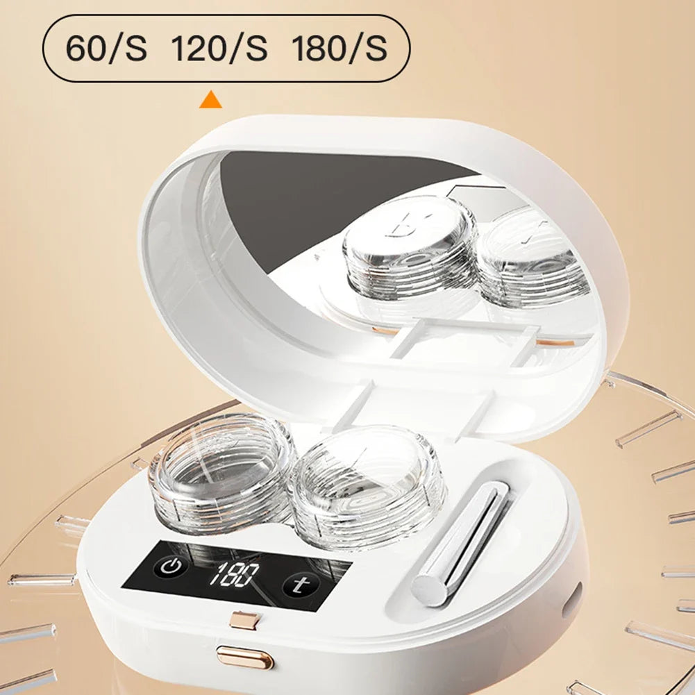 Ultrasonic Contact Lens Cleaner – 360° Vibration, 3 Modes