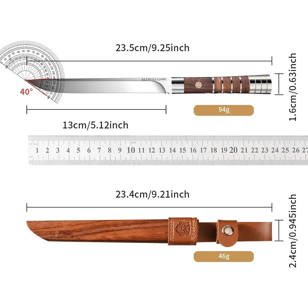 Hand Forged Japanese Damascus Steel Kitchen Knife – 13" Blade