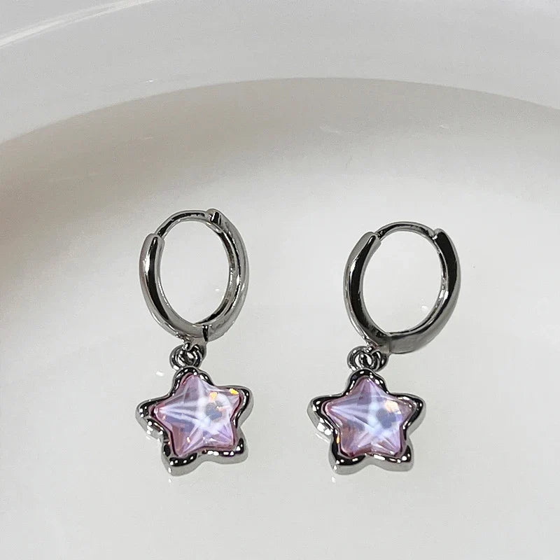 Gothic Star Pendant Hoop Earrings | Y2K Goth Harajuku Jewelry