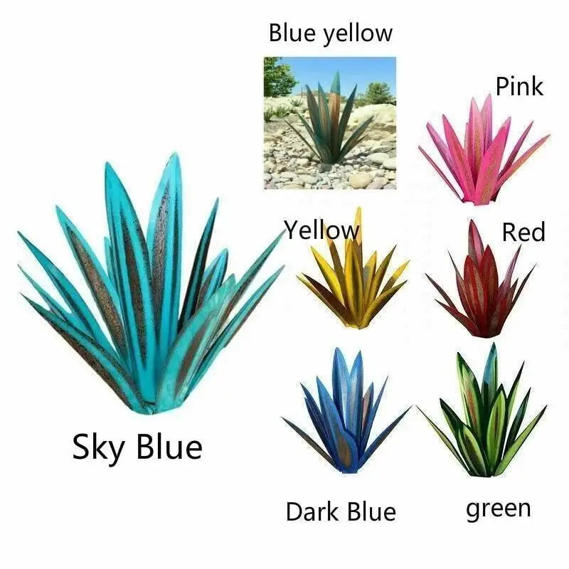 DIY Metal Agave Rustic Garden Sculpture – 9-Leaf Yard Art Decor