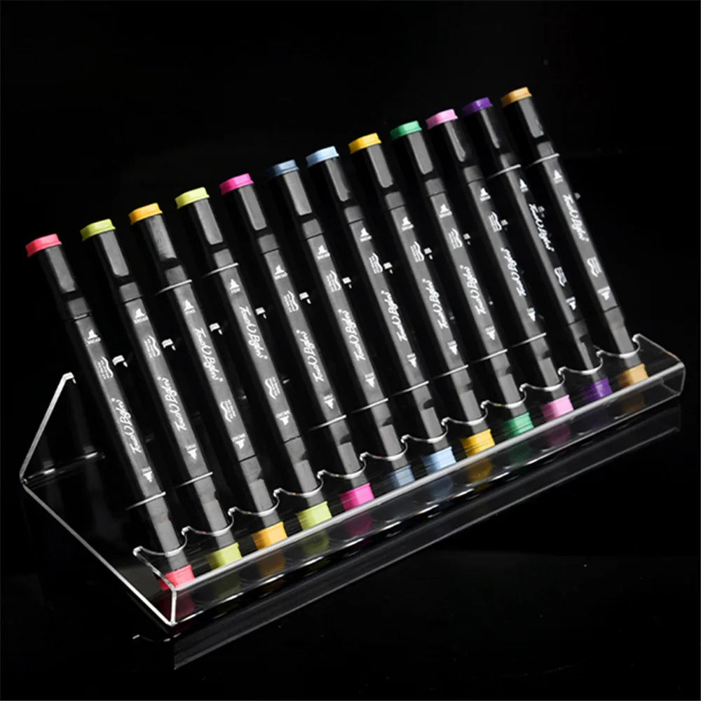 Clear Acrylic Pen & Brush Organizer Stand – 6 or 12 Slots