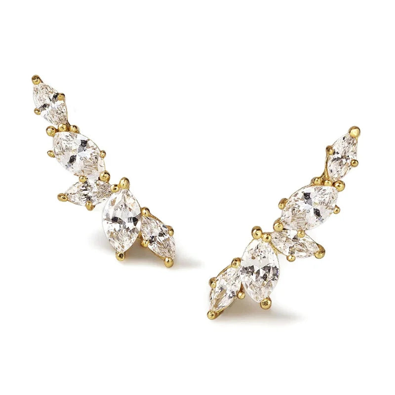 Huitan Geometric Cubic Zirconia Ear Stud Earrings for Women