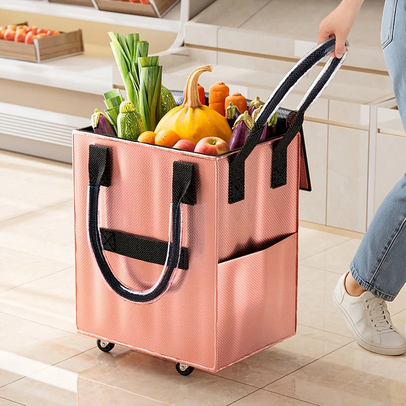 Rolling Grocery Shopping Tote – Large Wheeled Canvas Bag