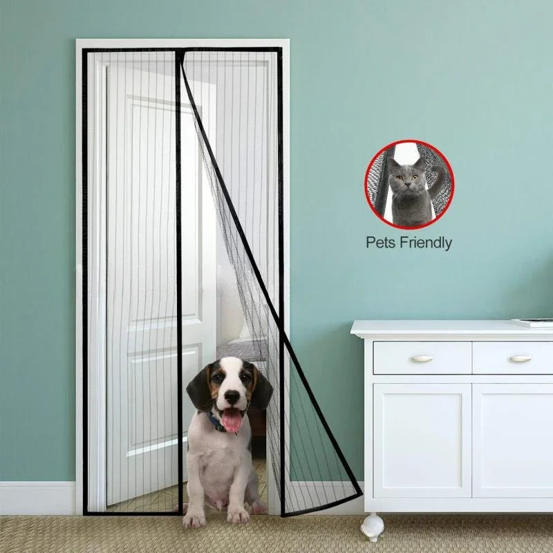 Magnetic Screen Door Self-Sealing Mesh Bug Barrier Curtain