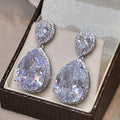 Huitan Big Water Drop CZ Drop Earrings | Wedding Jewelry