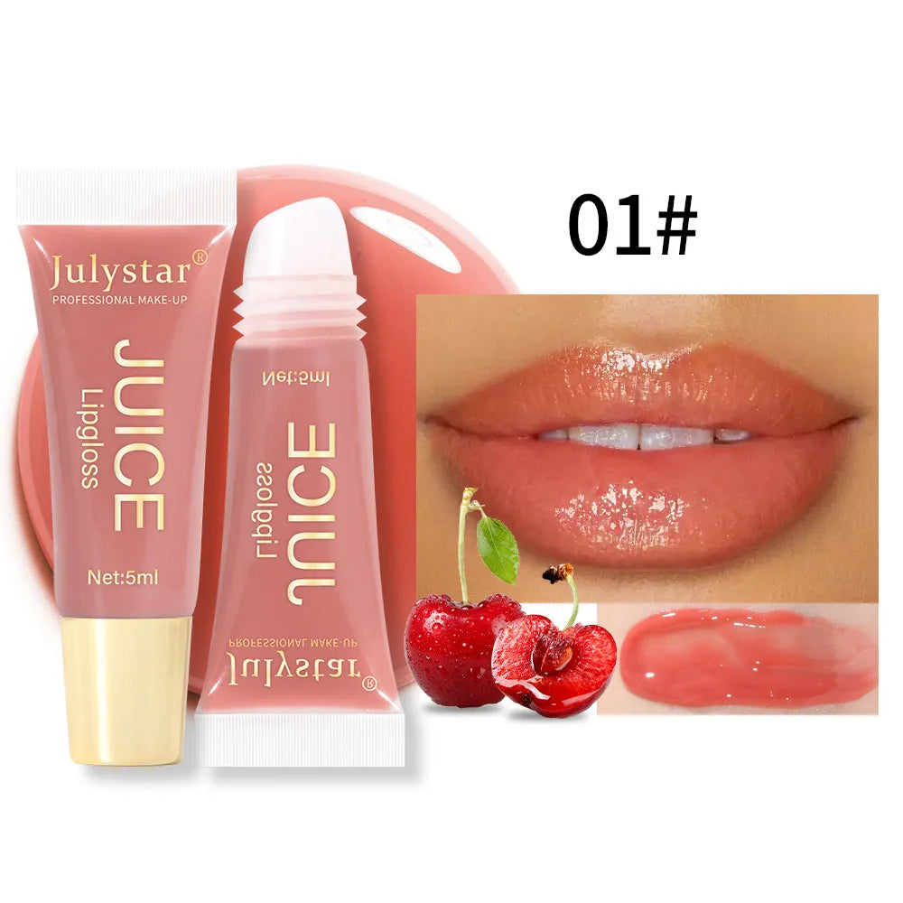 6-Color Fruit Flavor Mirror Lip Gloss Oil | Long-Lasting Shine