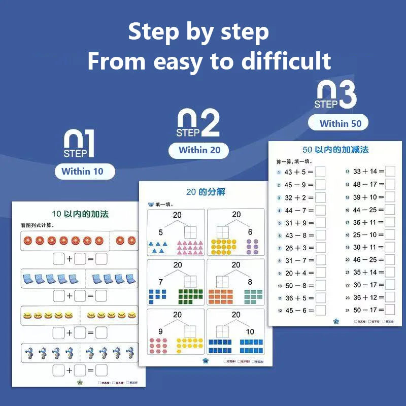 62 Pages Children Addition Subtraction Book Learning Mathematics