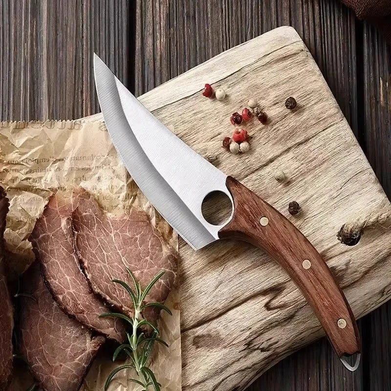 Professional Stainless Steel Boning Knife – Solid Wood Handle