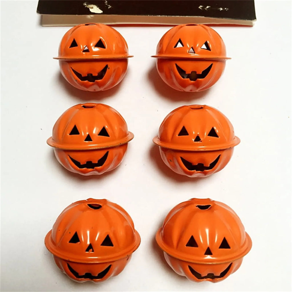 5-Pack Halloween Pumpkin Jingle Bells | 4cm Metal Jack-O-Lantern