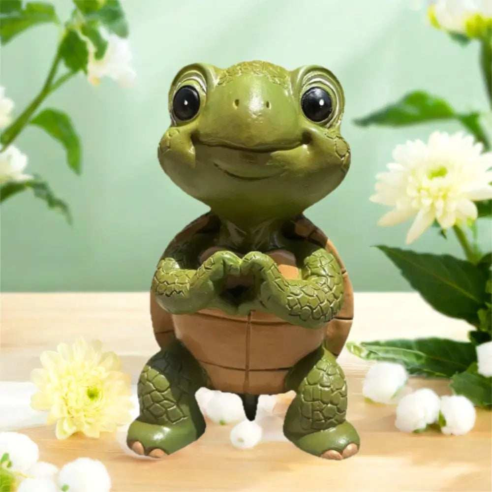 Heart Turtle Resin Statue – Weatherproof Garden & Desk Figurine