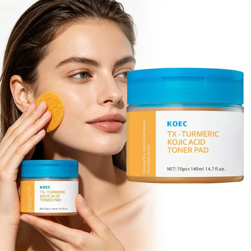 Turmeric & Kojic Acid Toner Pads – 70 Pc Brightening Exfoliant