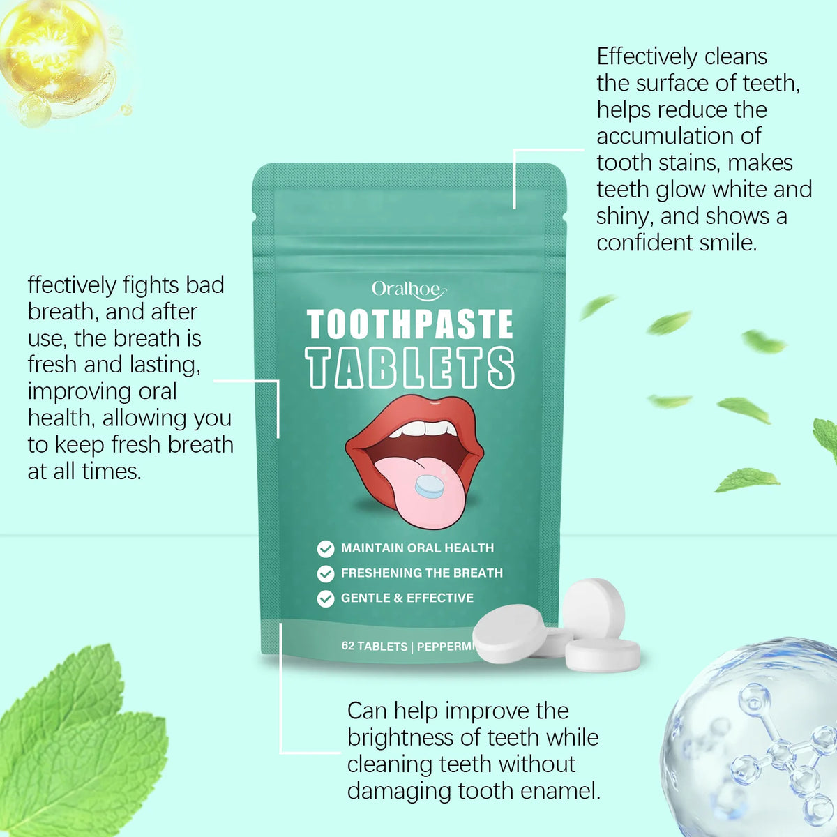 Oralhoe Jasmine Toothpaste Tablets – Whitening & Fresh Breath