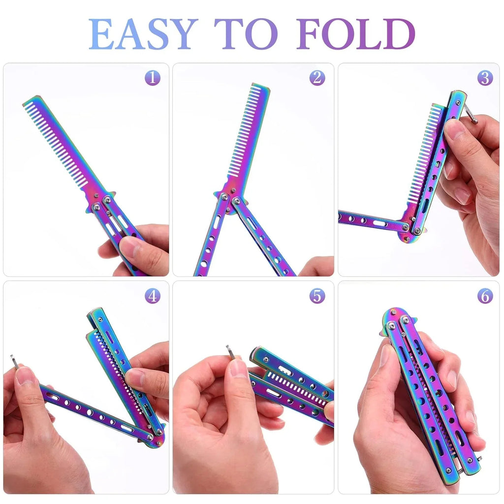 Rainbow Butterfly Comb – Foldable Stainless Steel Training Tool