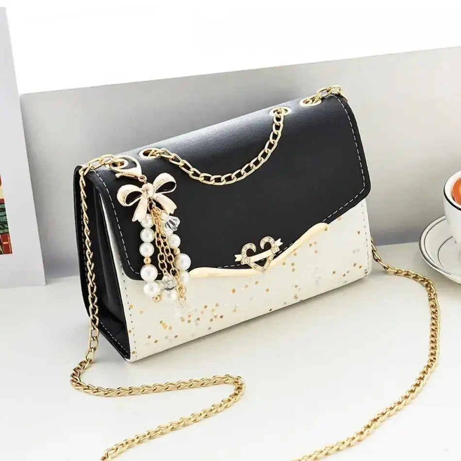 Women's Sequin PU Leather Shoulder Bag with Tassel | Crossbody