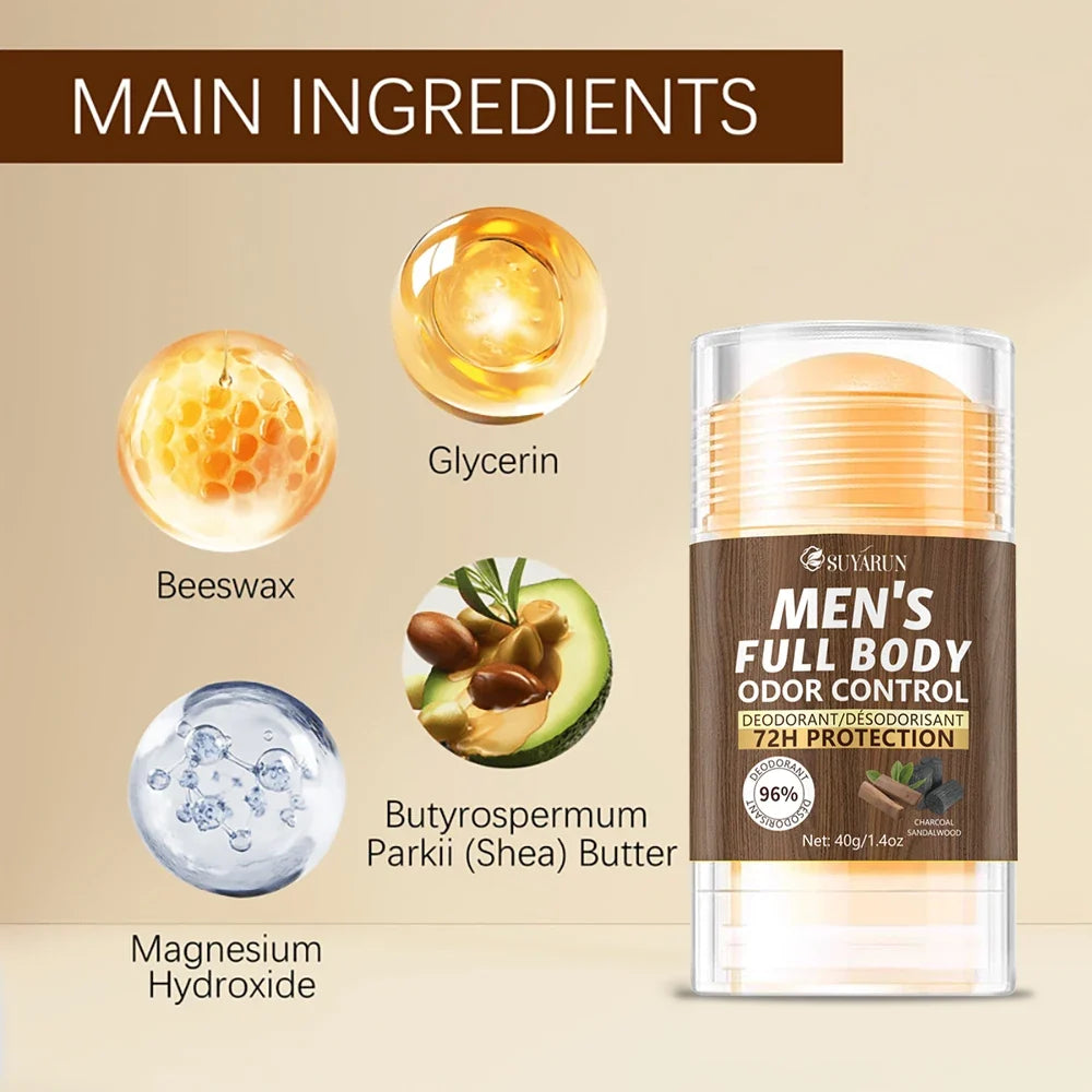 SUYARUN Natural Deodorant Stick – 72H Full Body Freshness