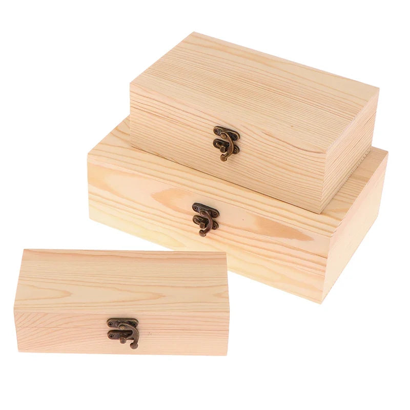 Rectangular Wooden Storage Box Organizer Case Simple Container