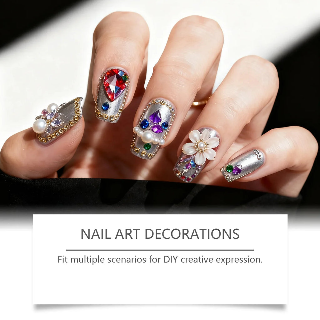 Nymixa DIY Nail Art Kit – 12-Grid Rhinestone & 12-Color Pens