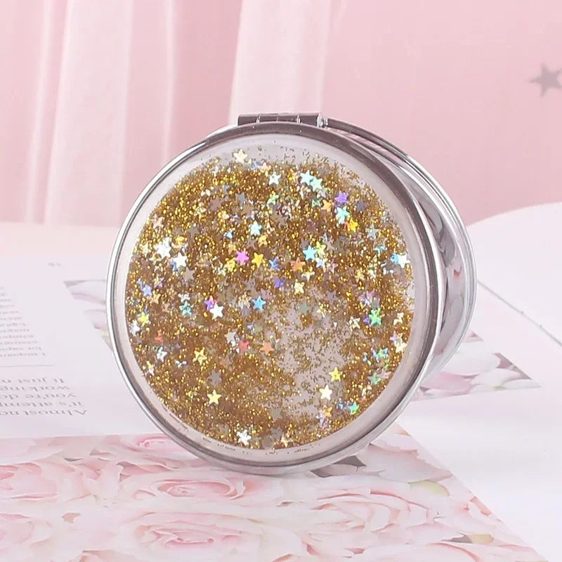 Double-Sided Compact Pocket Mirror | Sparkling Sand Design