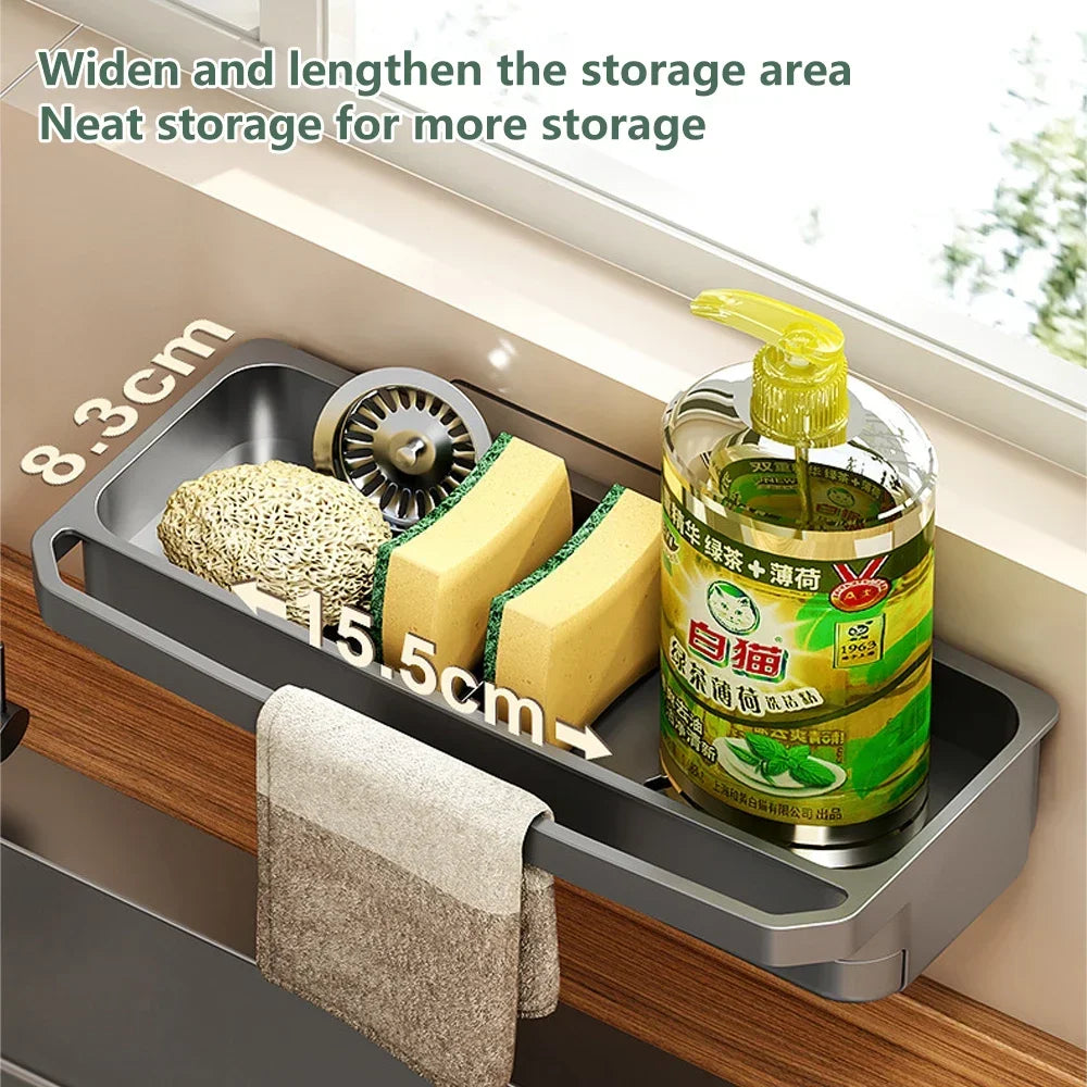 Kitchen Sink Organizer Drain Rack Self-draining Shelf Sponge Holder