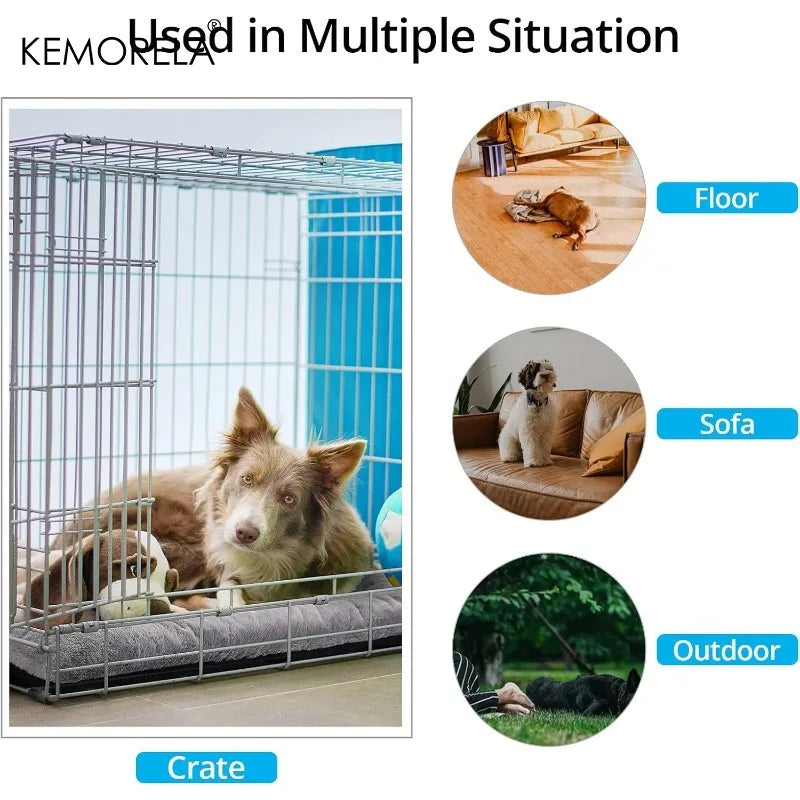 KEMORELA Soft Dog Crate Pad – Washable Anti-Slip Kennel Mat